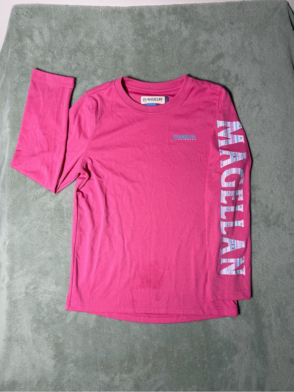 Magellan Outdoors Kids' Long Sleeve Performance Shirt - Hot Pink with White Logo